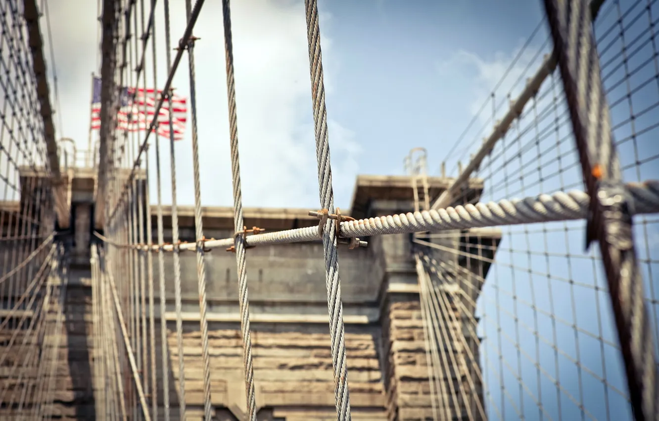 Photo wallpaper macro, flag, rope