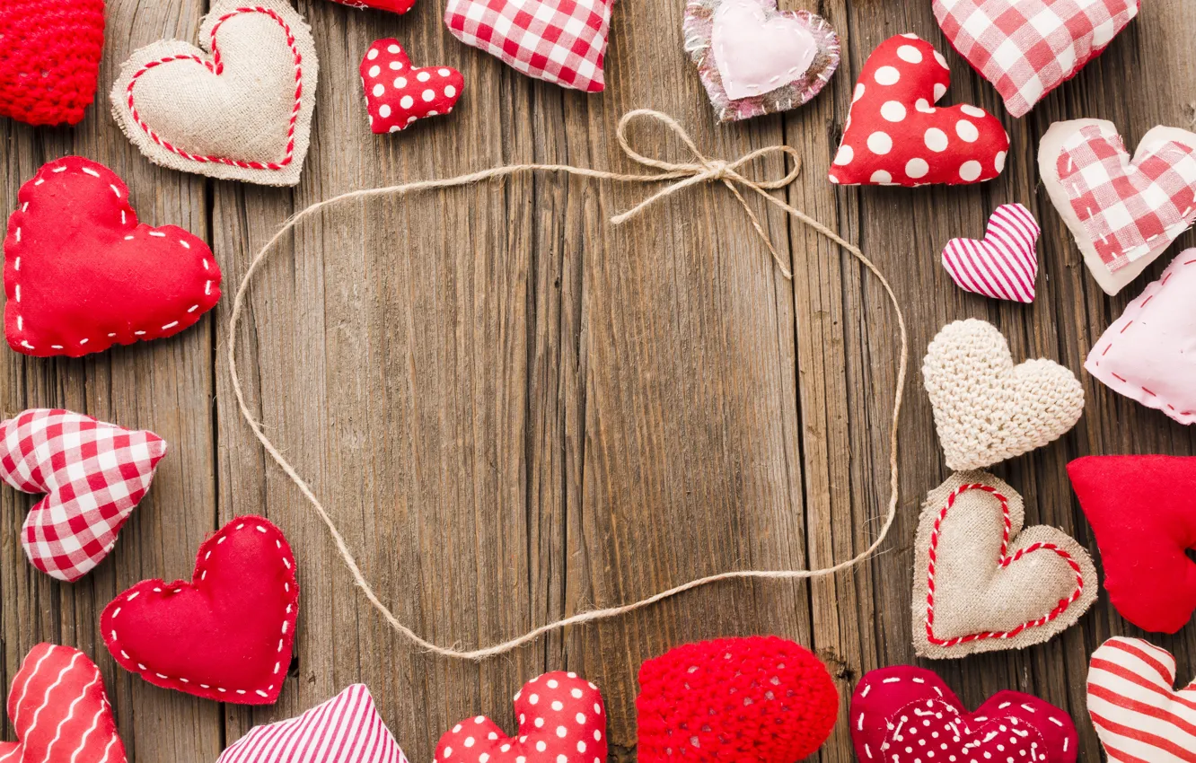 Photo wallpaper red, heart, Board, hearts, thread, Valentine's day, different, Valentine's day