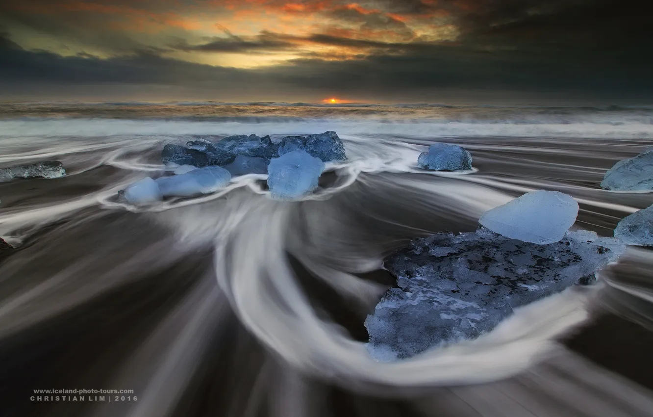 Photo wallpaper ice, sea, beach, the ocean, ice