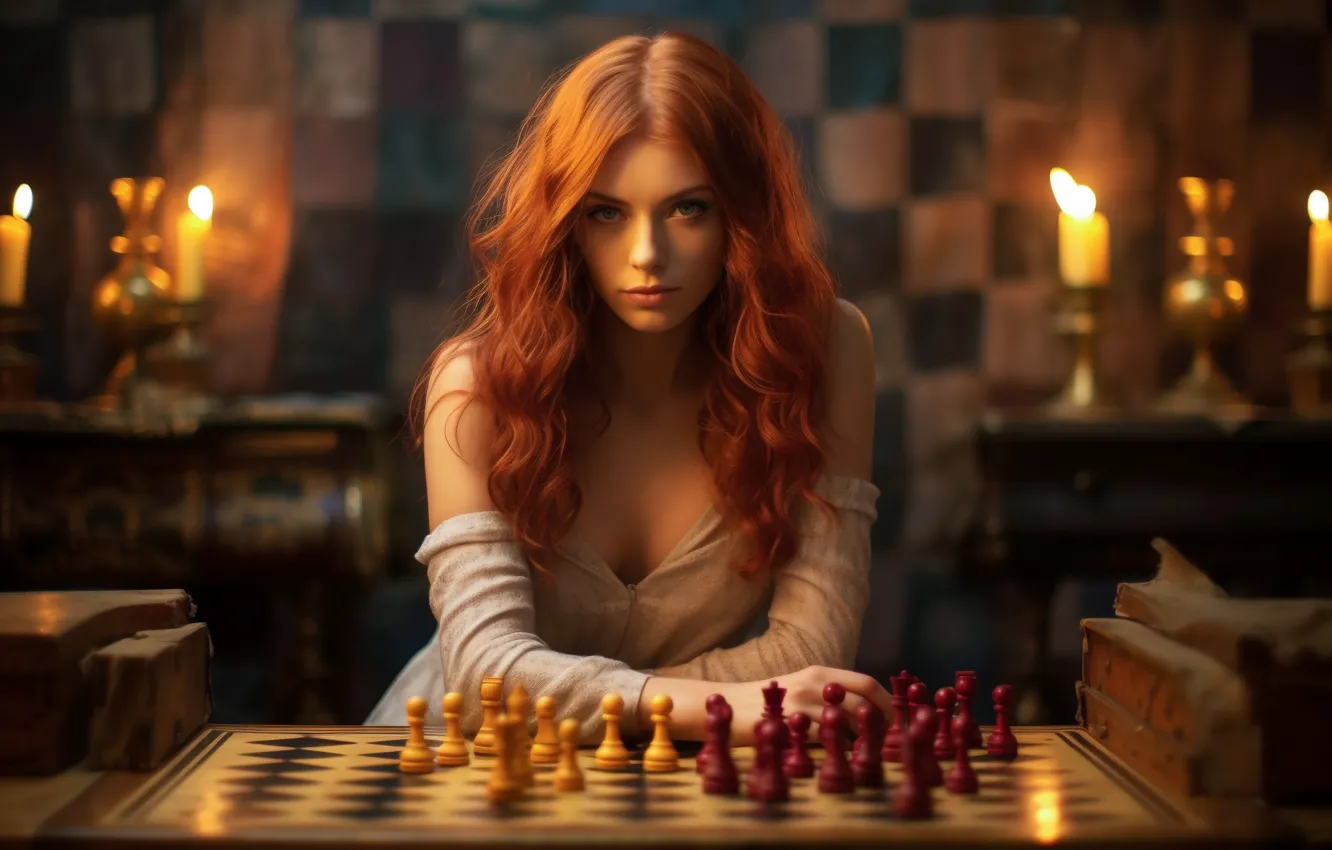 Wallpaper Look Chess Dress Red Redhead Long Hair Long Hair Redhead For Mobile And Desktop 7230