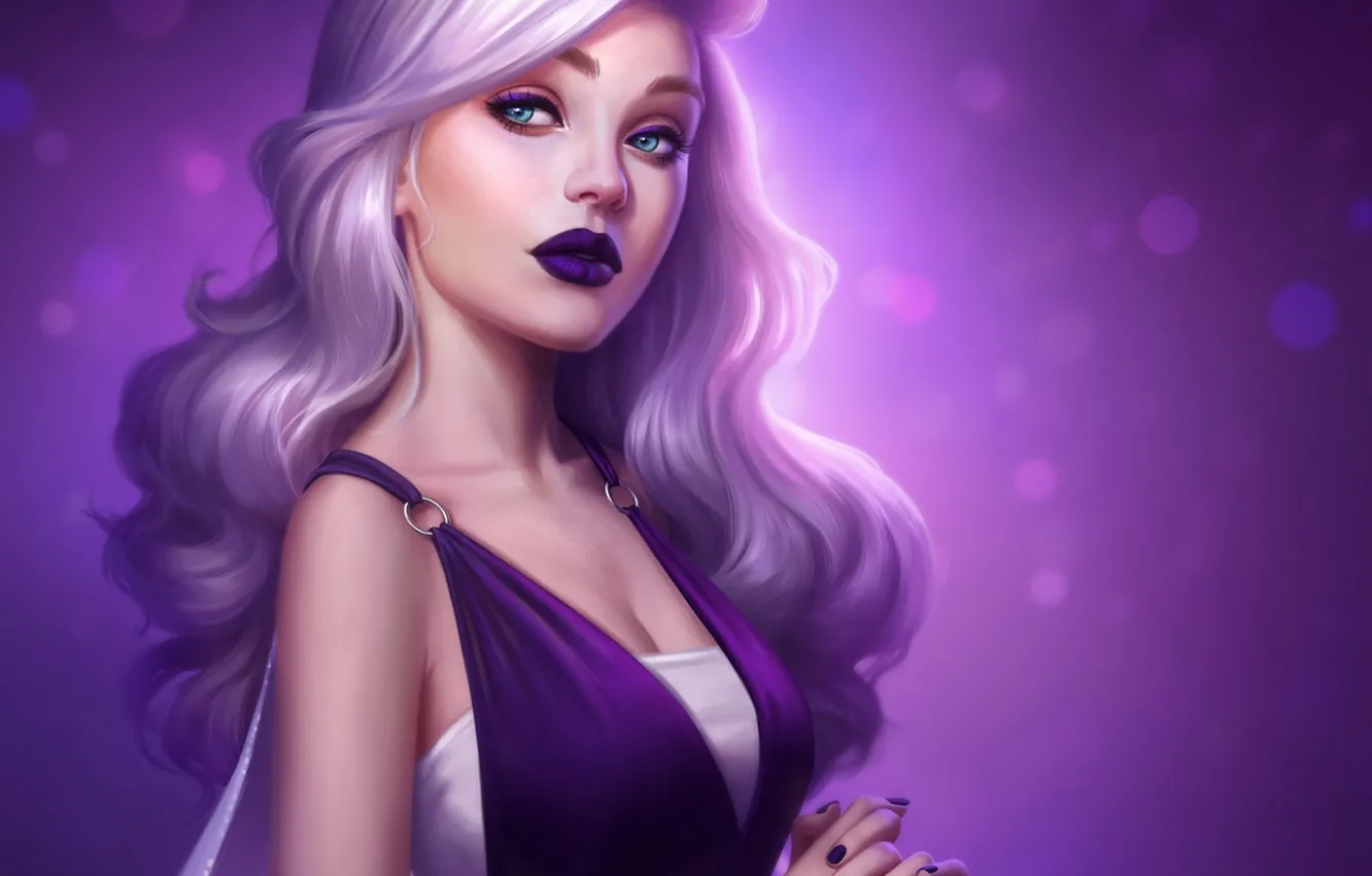 Photo wallpaper look, girl, lipstick, art, viccolatte