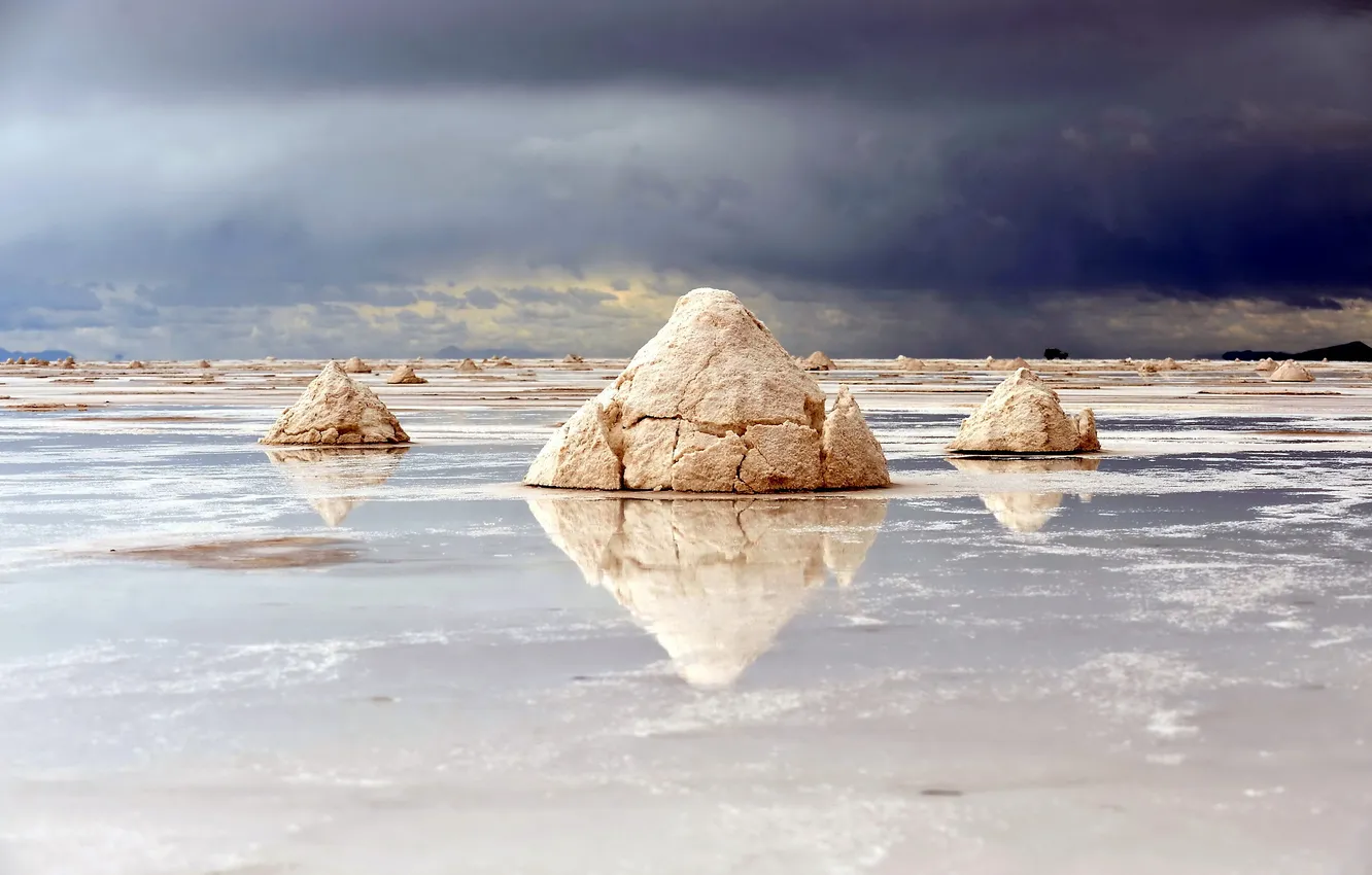 Photo wallpaper landscape, nature, lake, salt