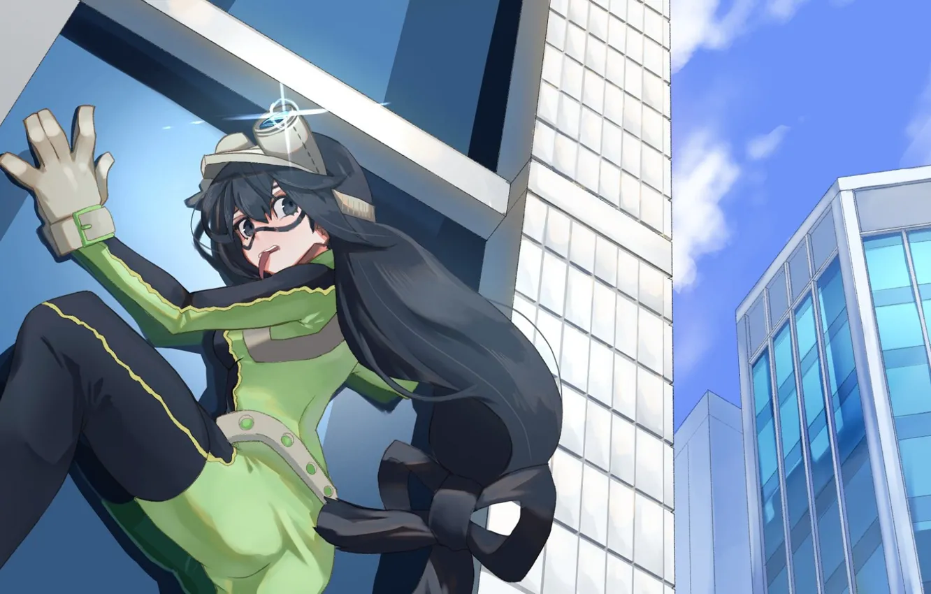 Photo wallpaper girl, the city, building, Boku no Hero Academy, My hero Academy, Asui Tsu