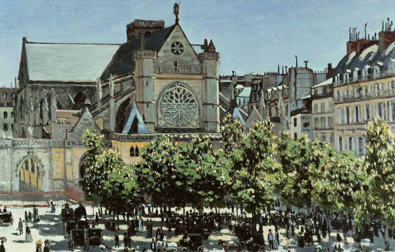 Photo wallpaper picture, Church, the urban landscape, Claude Monet, Saint-Germain-l Osera