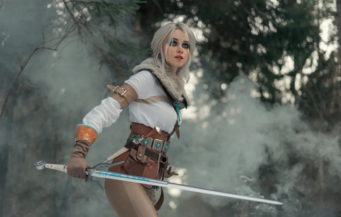 Photo wallpaper look, sword, battle, haze, sword, stand, fight, cosplay