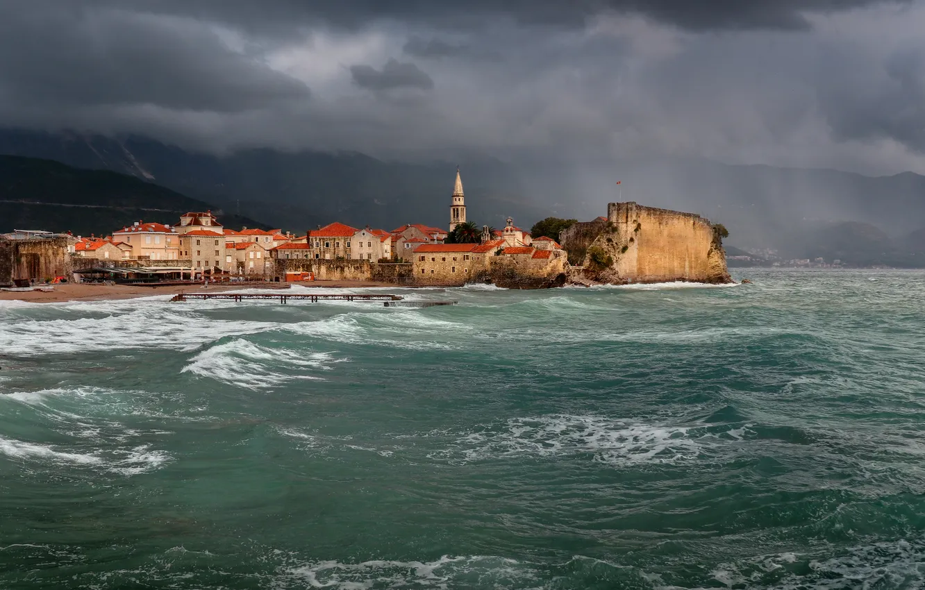 Photo wallpaper storm, Montenegro, Budva, Nadezhda Demkina