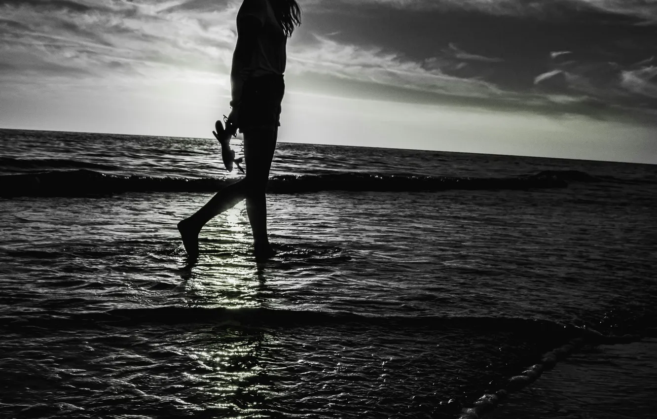 Photo wallpaper sea, water, Black White, NATHAN MULLET