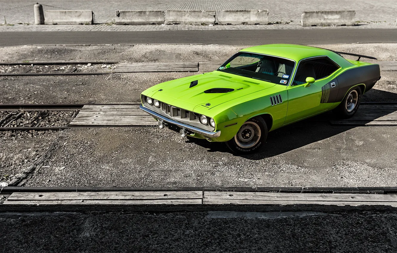 Photo wallpaper 1971, Green, Barracuda, Plymouth