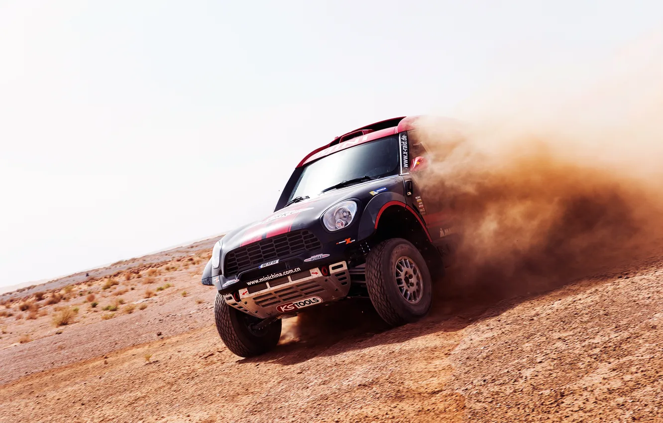 Photo wallpaper machine, race, black, sport, lights, Mini, dust, mini