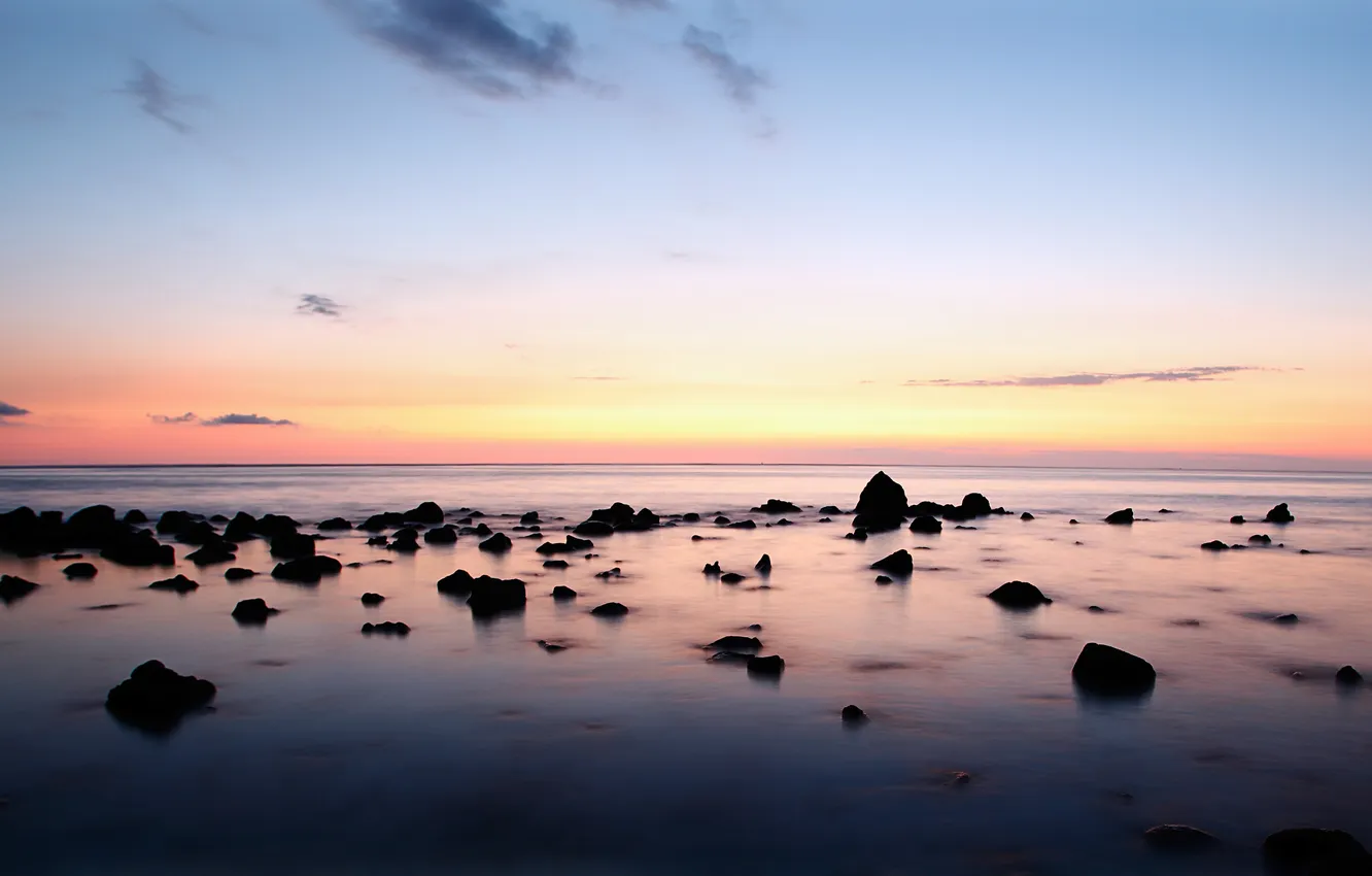 Photo wallpaper sea, beach, water, sunset, the ocean