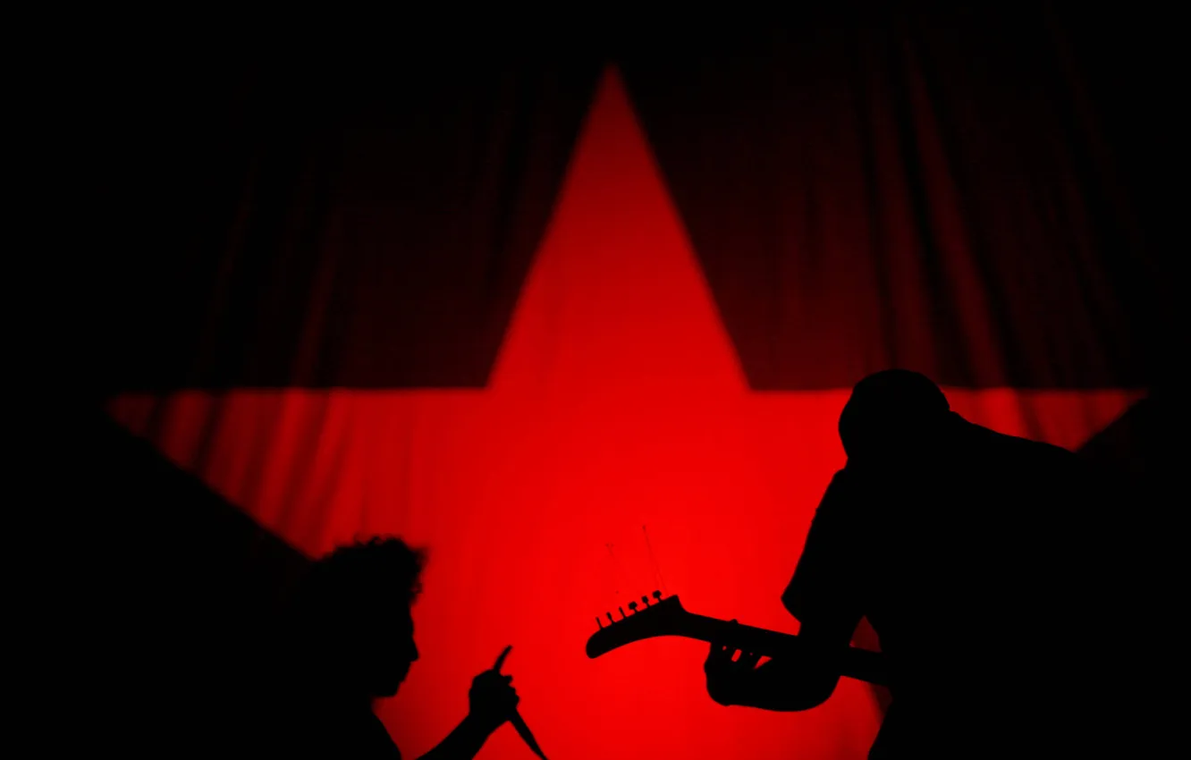 Photo wallpaper stars, red, music, black, rock