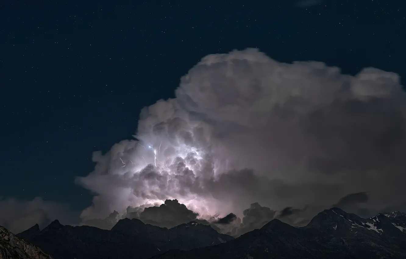 Photo wallpaper the storm, the sky, clouds, night, lightning