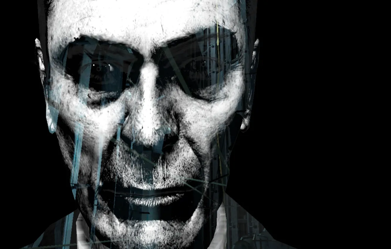 Photo wallpaper face, black and white, Gman, Half Life 2