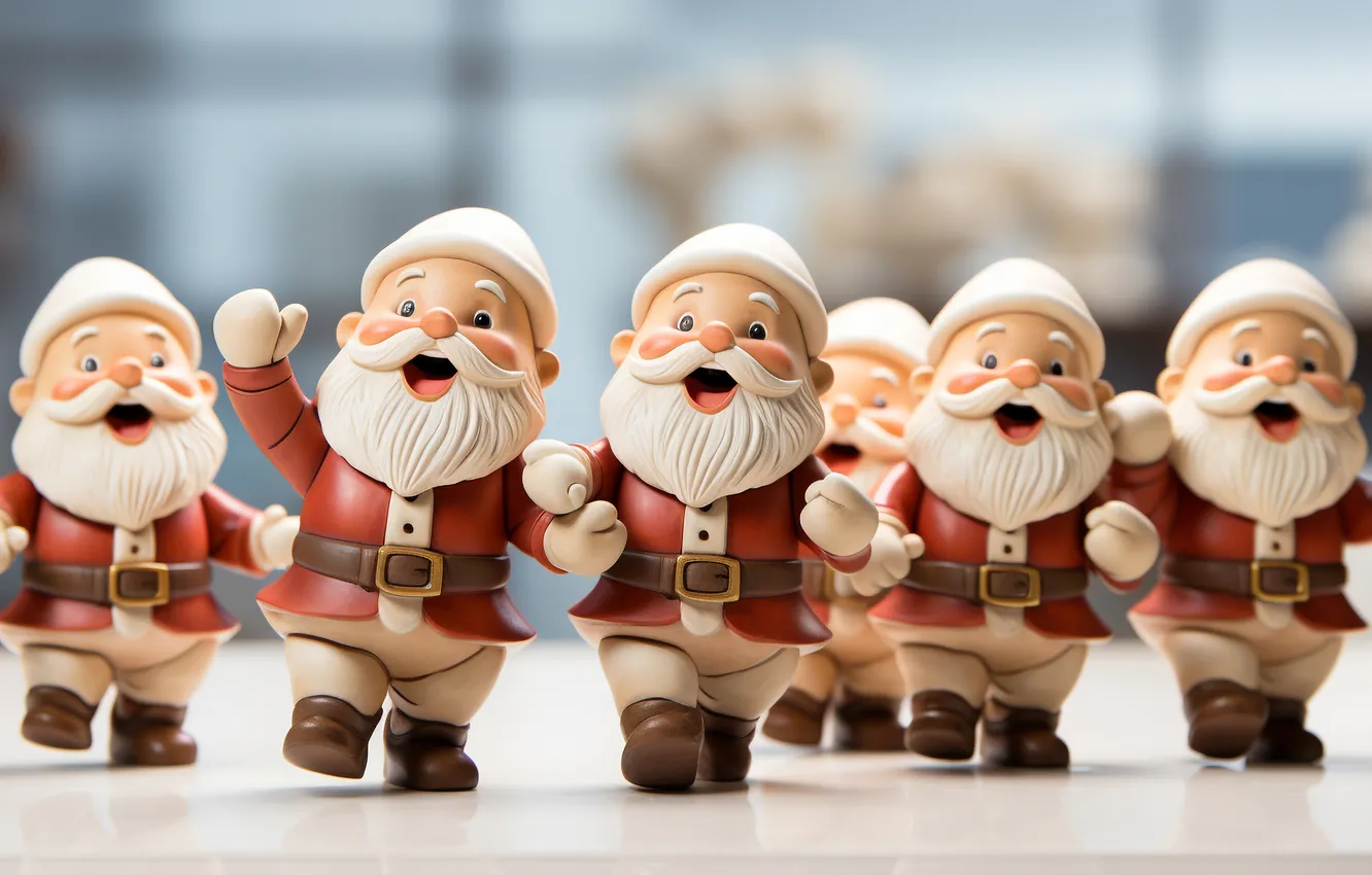 Photo wallpaper toy, new year, doll, Christmas, Santa Claus, figures, Christmas decorations, AI art