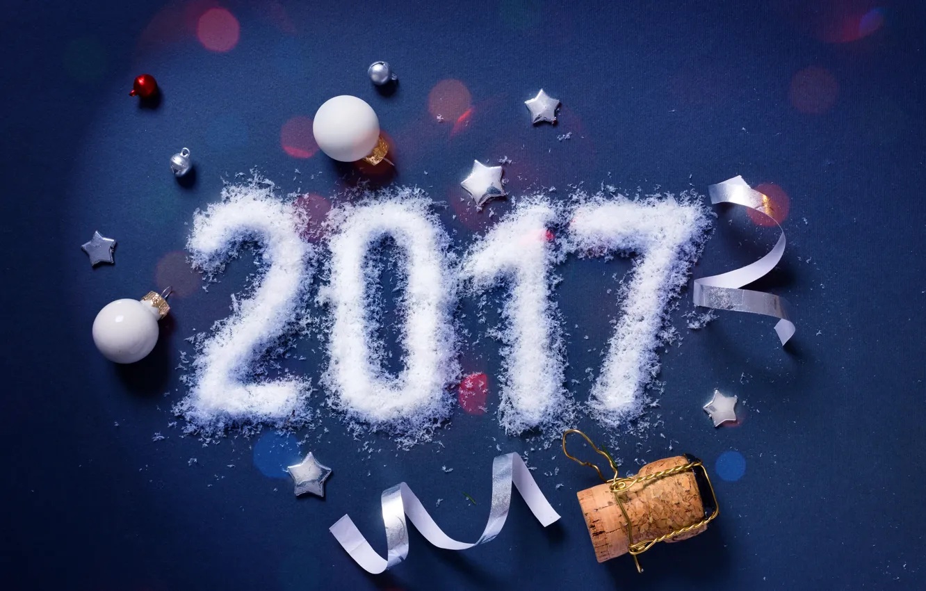 Photo wallpaper snow, new year, New Year, decoration, Happy, 2017