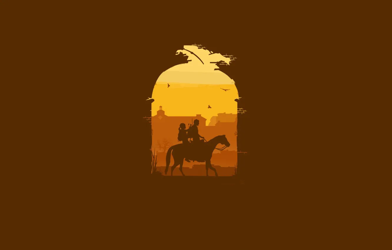 Photo wallpaper wall, horse, minimalism, The Last of Us, Naughty Dog, Some of us, Sony Computer Entertainment, …