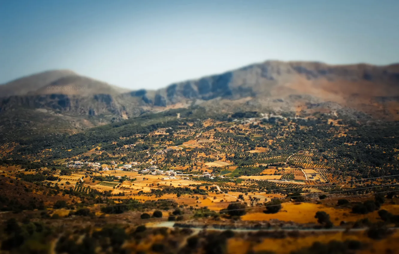 Photo wallpaper mountains, Greece, plateau, tilt-shift, Greece, dobraatebe, Crete
