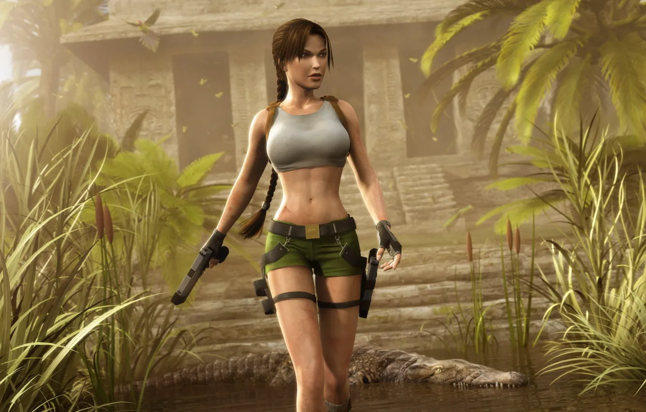 Photo wallpaper Tomb Raider, sexy, shorts, Lara Croft