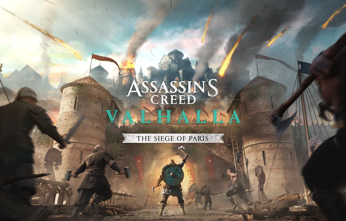 Photo wallpaper Paris, fortress, storm, Assassin's Creed Valhalla