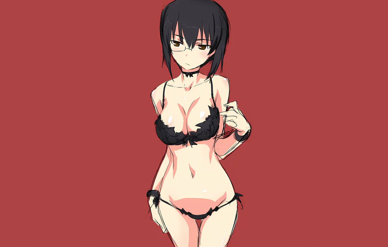 Photo wallpaper girl, sexy, lingerie, bra, cleavage, panties, brown eyes, boobs