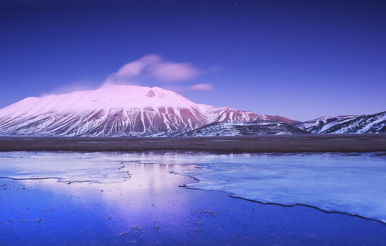 Photo wallpaper snow, landscape, mountains