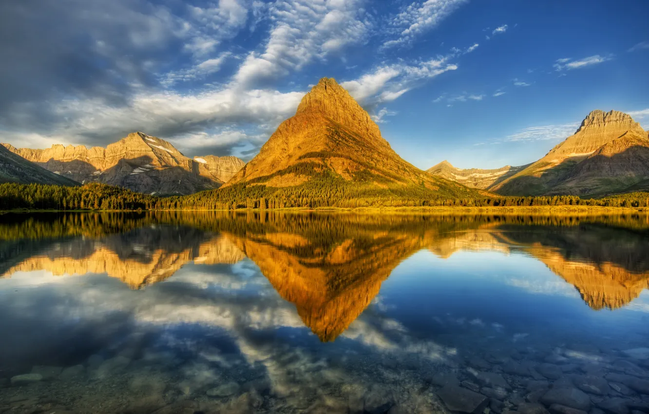 Photo wallpaper mountains, lake, Montana, mountains, lake, Glacier National Park, Glacier, Montana
