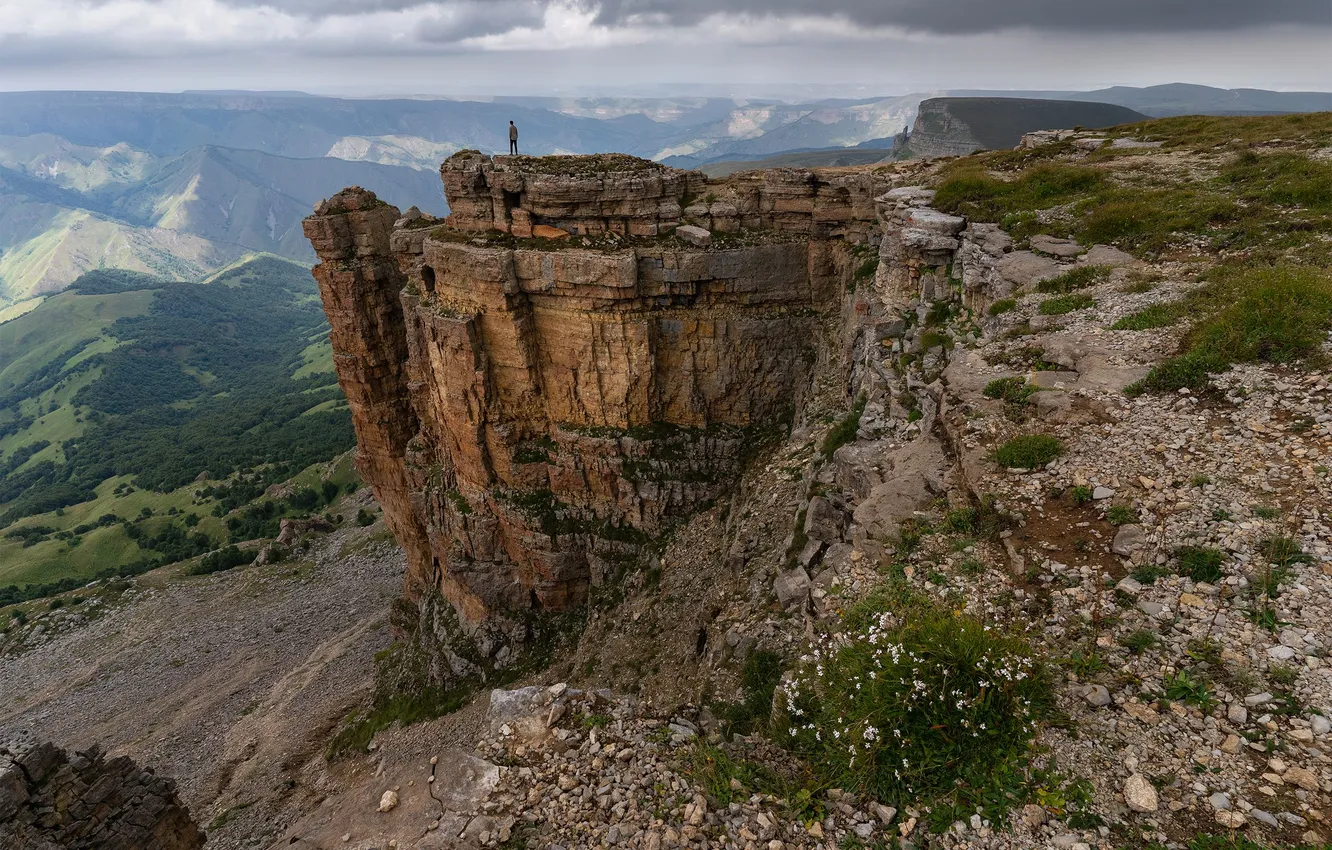 Photo wallpaper the sky, clouds, rocks, plateau, Sergey Serushkin, Bermamyt