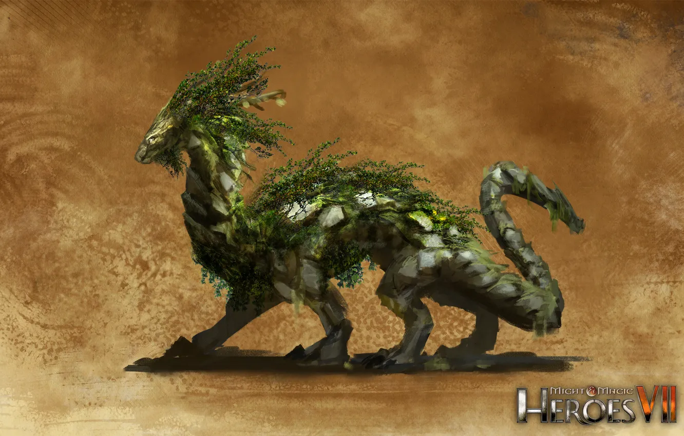 Photo wallpaper Moss, Might &ampamp; Magic 7, Heroes of might and magic 7, Forest Alliance, Green Dragon