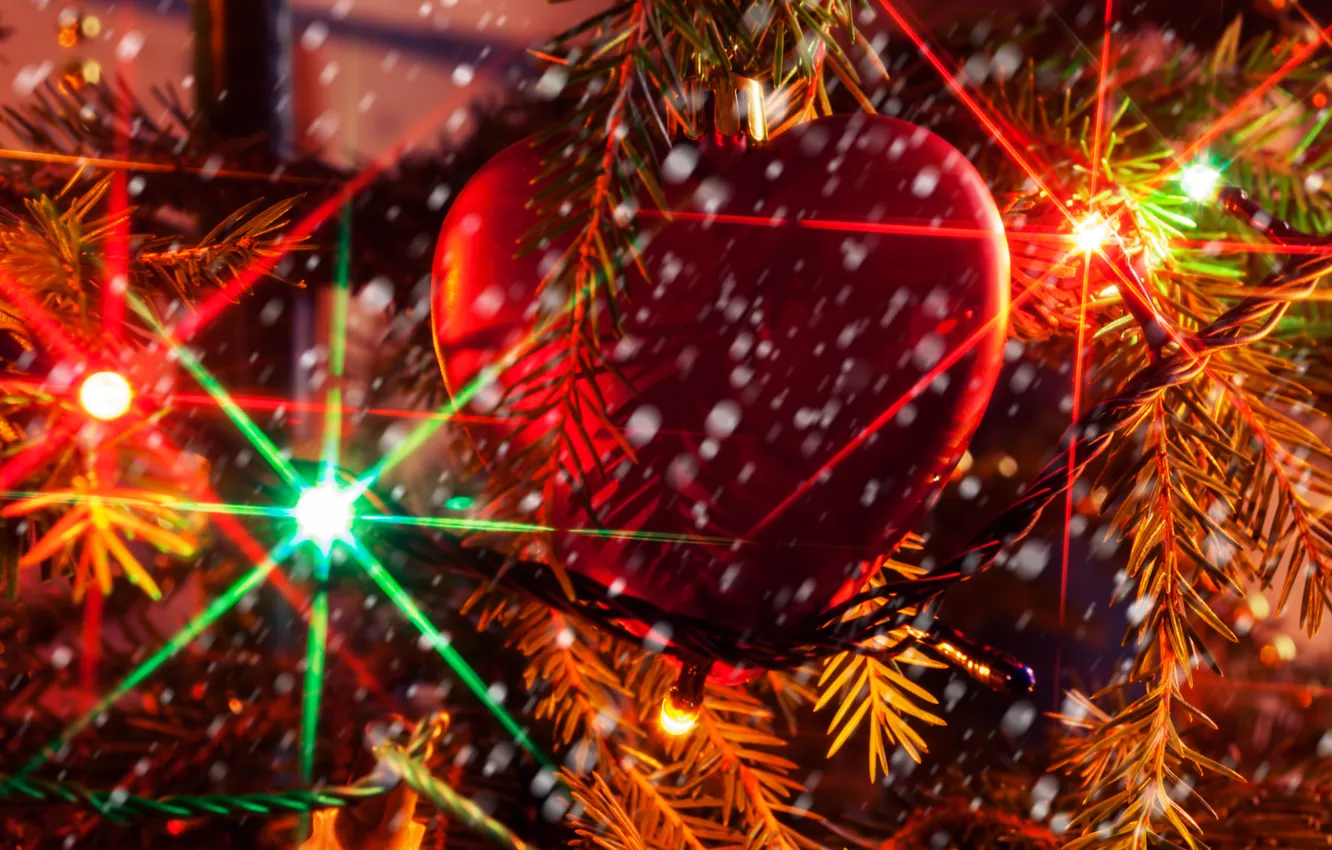 Photo wallpaper branches, balls, toy, new year, spruce