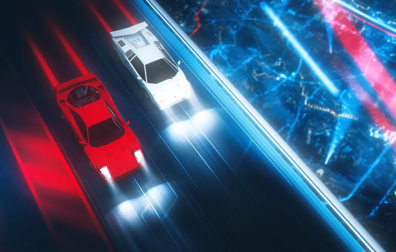 Photo wallpaper Red, Music, Lamborghini, White, Neon, Speed, Style, Background