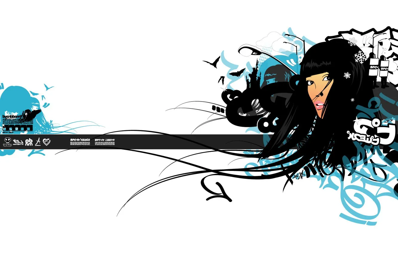 Photo wallpaper girl, hair, minimalism, vector