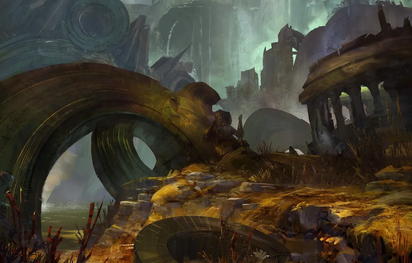 Photo wallpaper building, ring, art, arch, ruins, Neal Hanson, heerlo