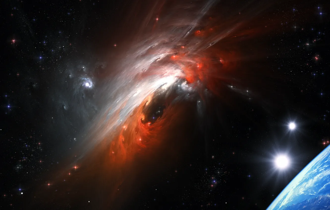 Photo wallpaper Cosmic Storm, the collision of galaxies, space storm