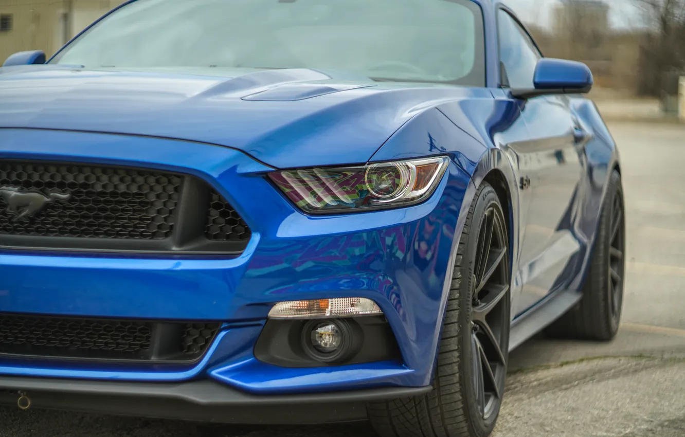 Photo wallpaper blue, Ford Mustang, the front