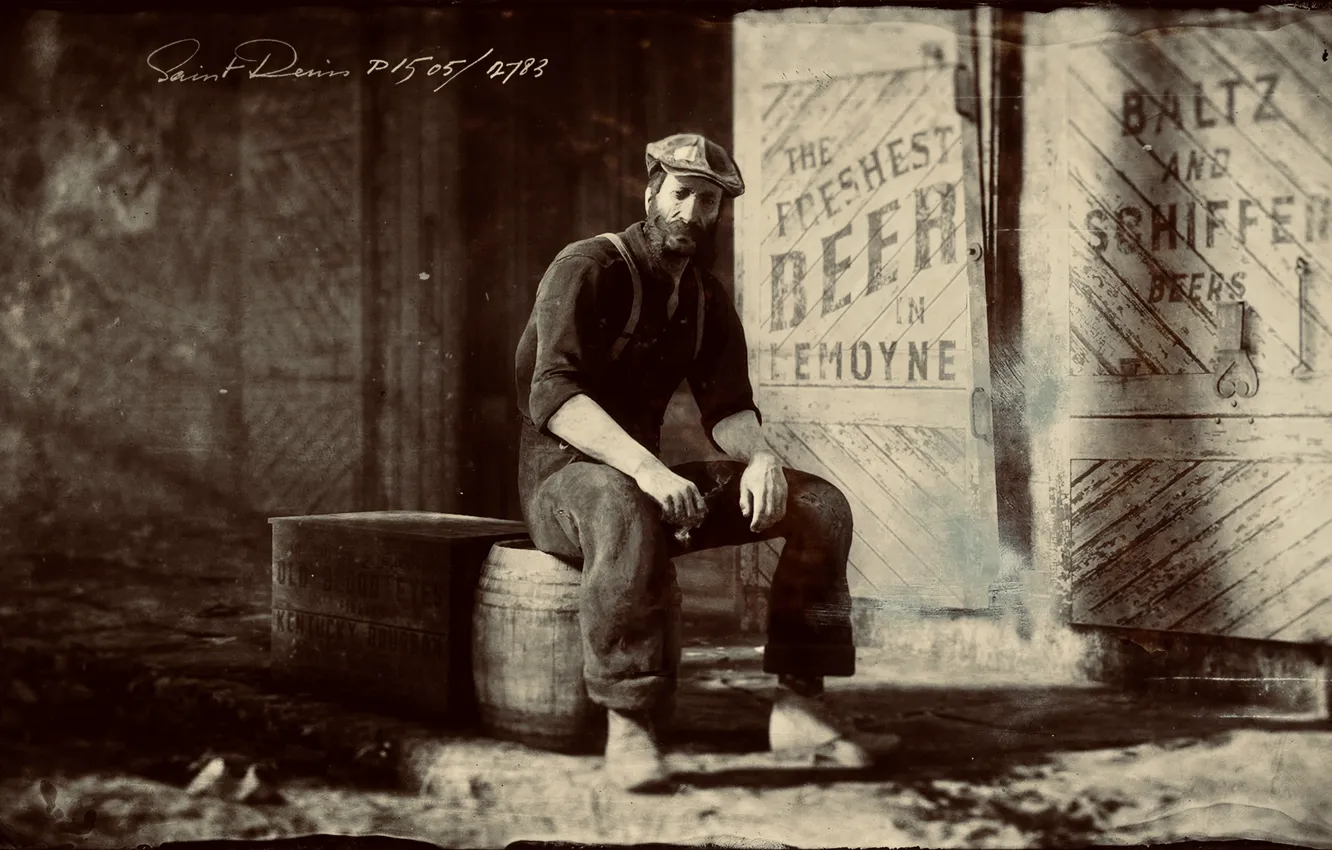 Photo wallpaper man, game, barrel, Red Dead Redemption 2, UHD, RDR2, HDR, Photography By Tom