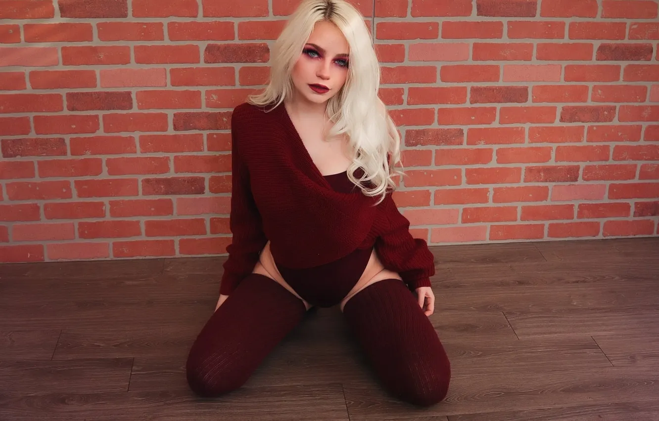 Photo wallpaper girl, woman, stockings, beautiful, model, blonde, cute