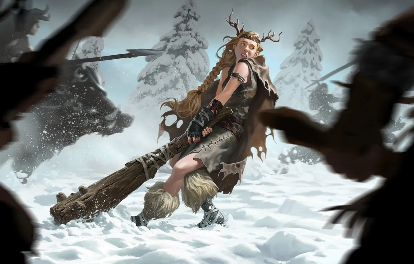 Photo wallpaper girl, snow, the Vikings, Legends of Runeterra
