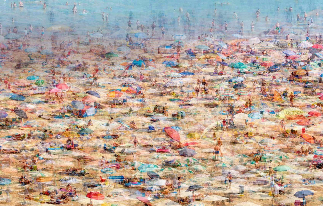 Photo wallpaper beach, Italy, Lignano Sabbiadoro, composite photo
