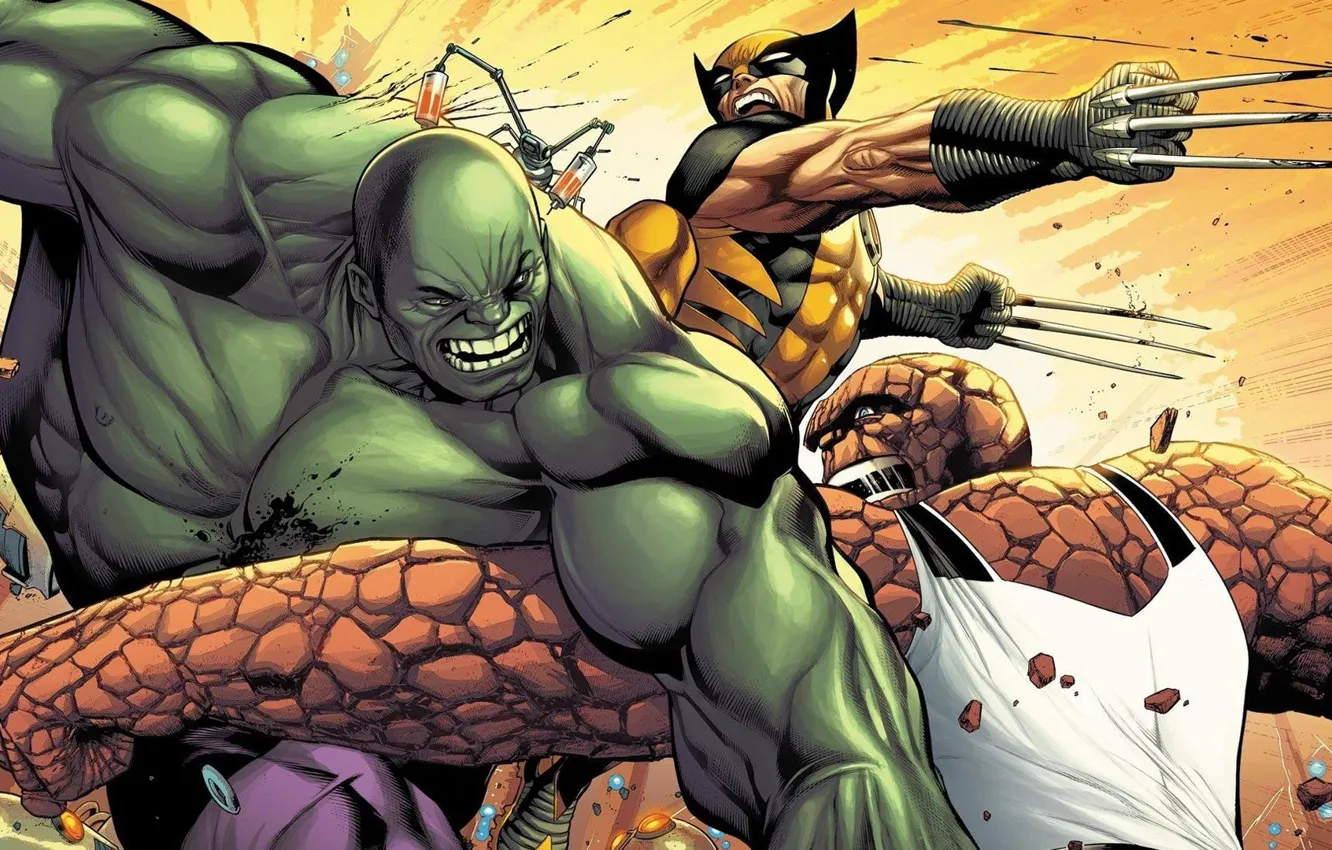 Photo wallpaper being, fight, costume, claws, Wolverine, Logan, Hulk, Wolverine