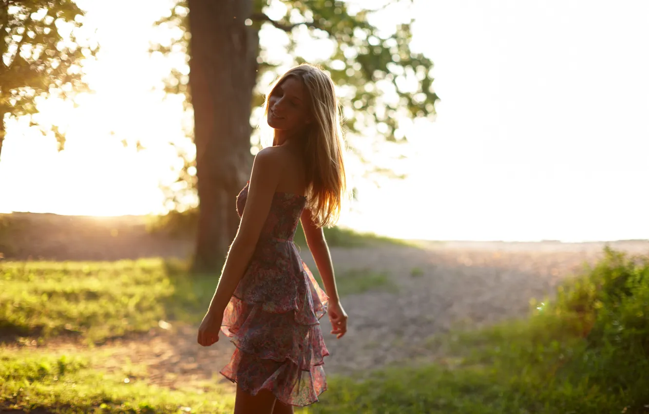 Photo wallpaper summer, girl, dress, Sasha