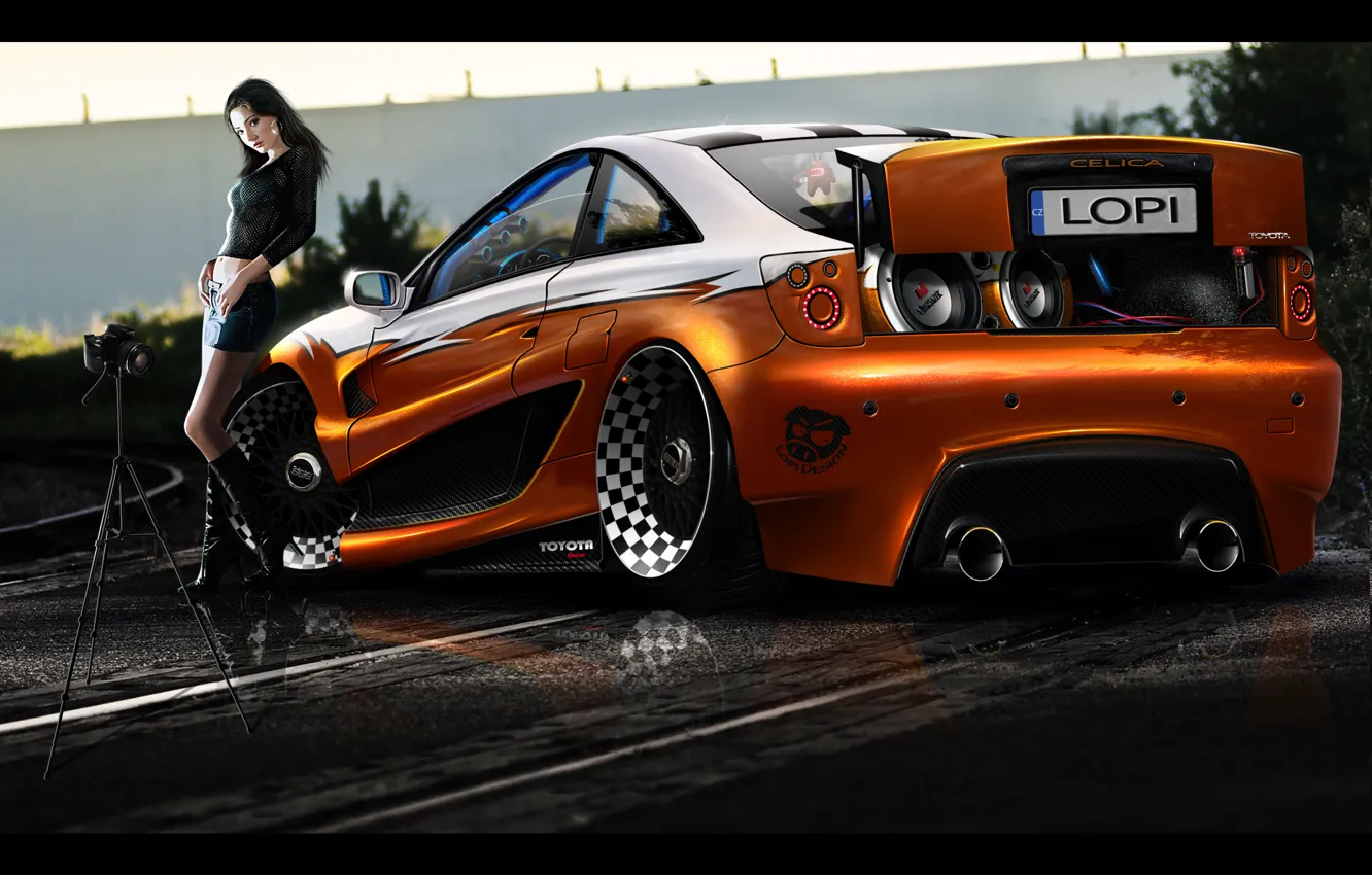 Photo wallpaper girl, tuning, Toyota, celica