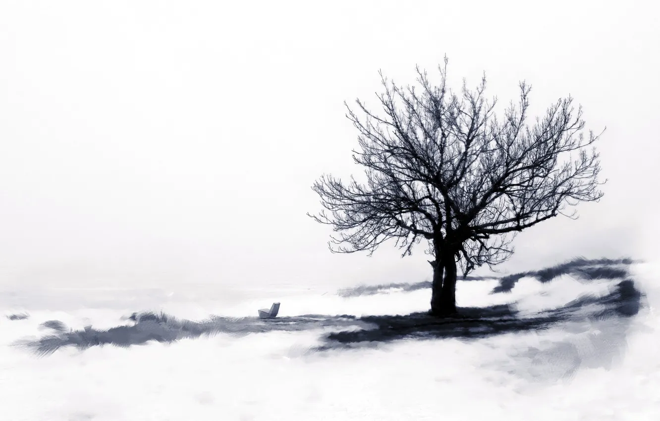 Photo wallpaper winter, style, tree