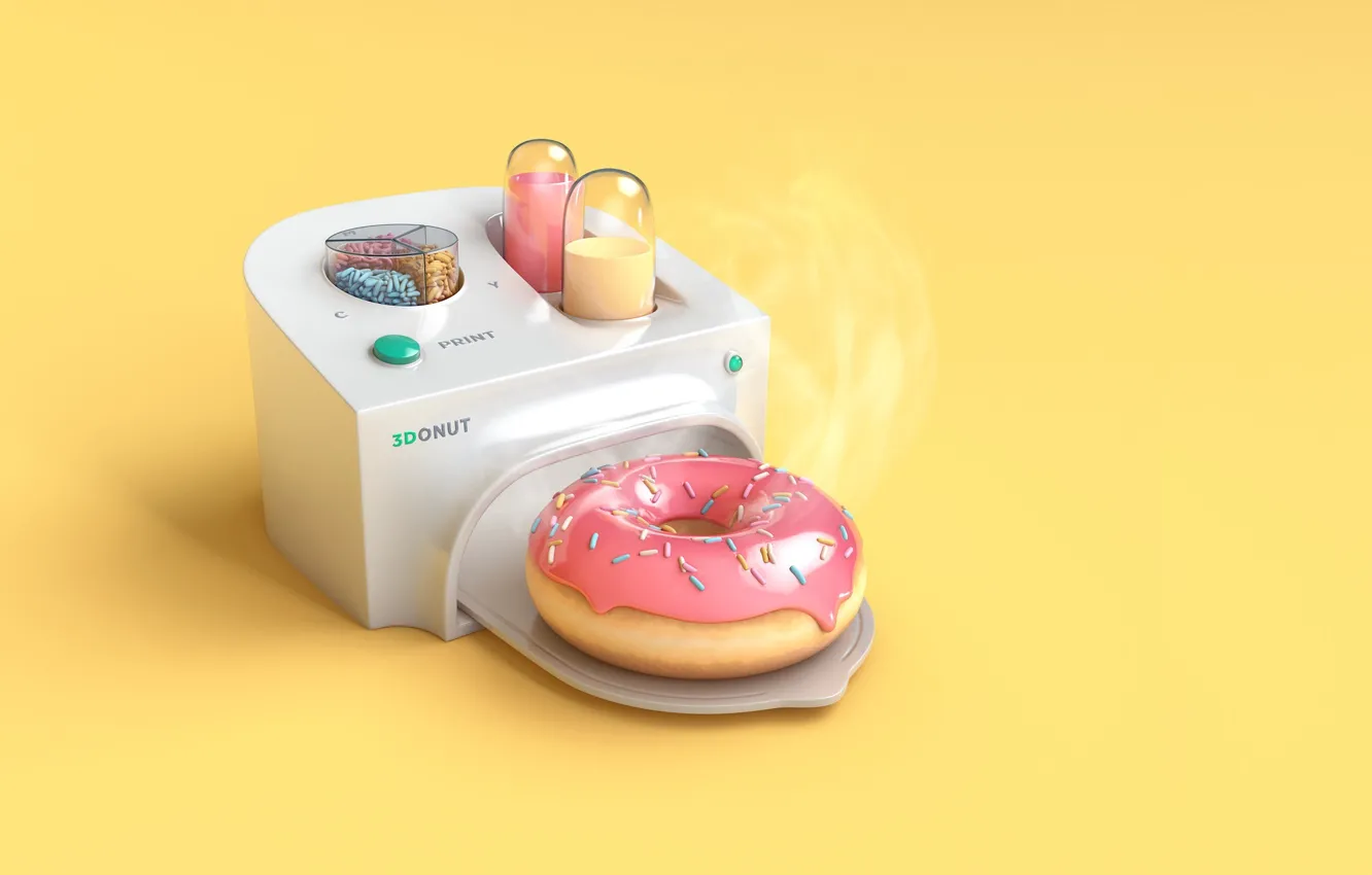 Photo wallpaper art, donuts, glaze, camera