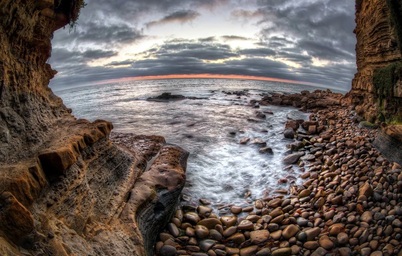 Photo wallpaper sea, landscape, nature, rocks