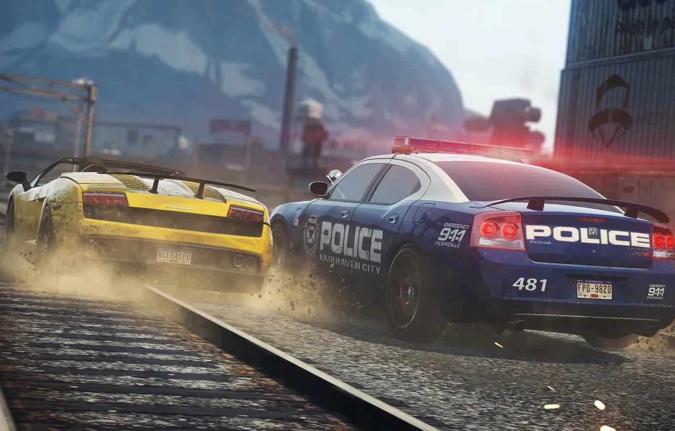 Photo wallpaper road, race, chase, need for speed most wanted 2, Dodge Charger Pursuit, Lamborghini Gallardo Spyder …