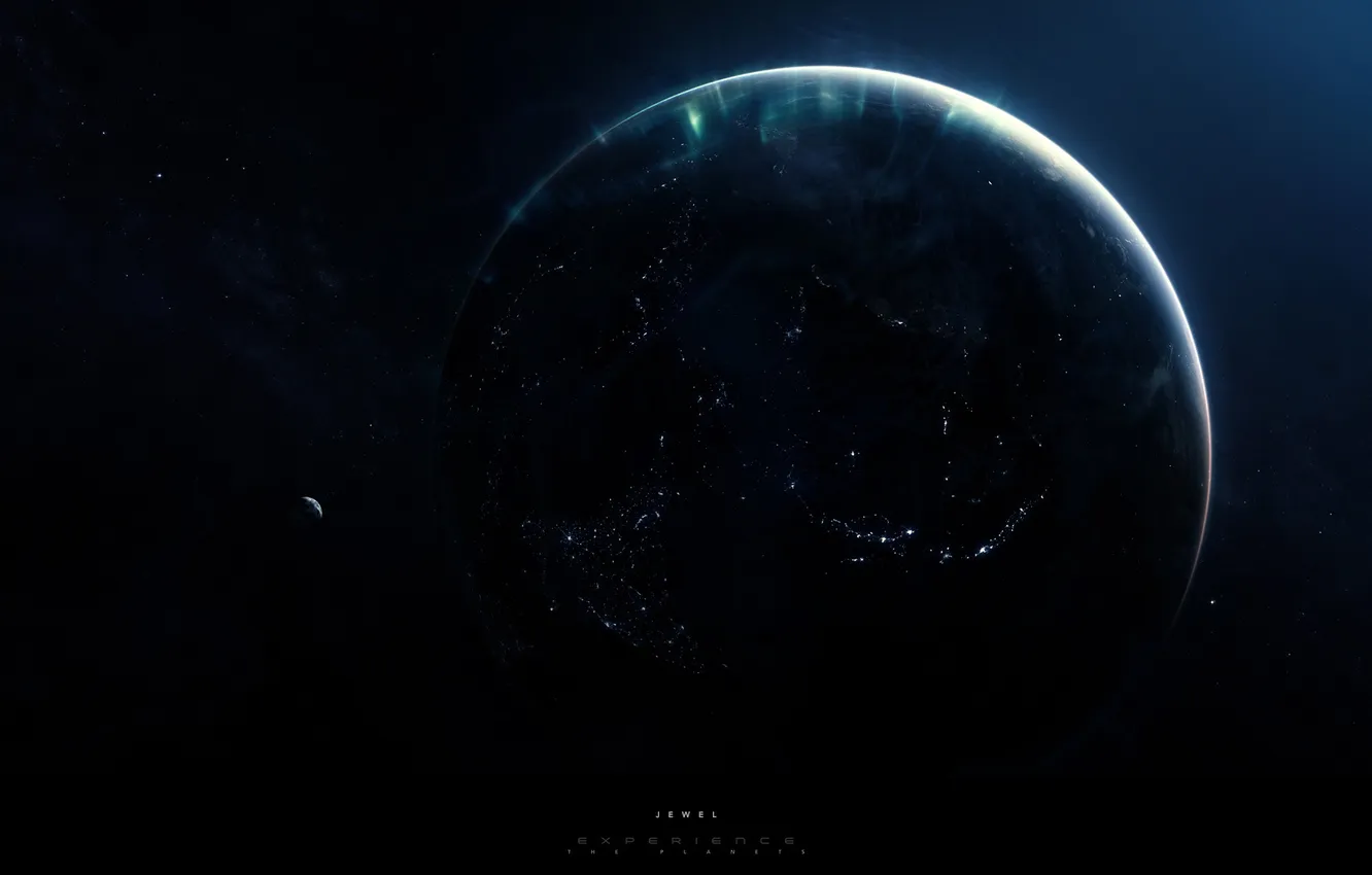 Photo wallpaper space, light, lights, earth, jewelry