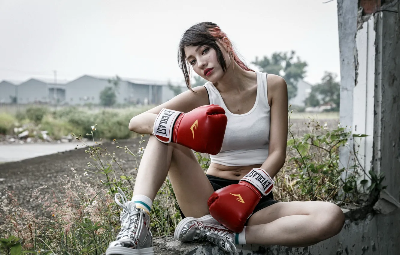 Photo wallpaper girl, sport, Boxing