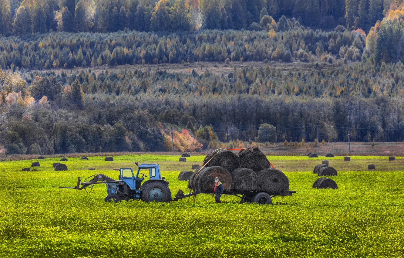 Photo wallpaper tractor, farm, Sight, farmer