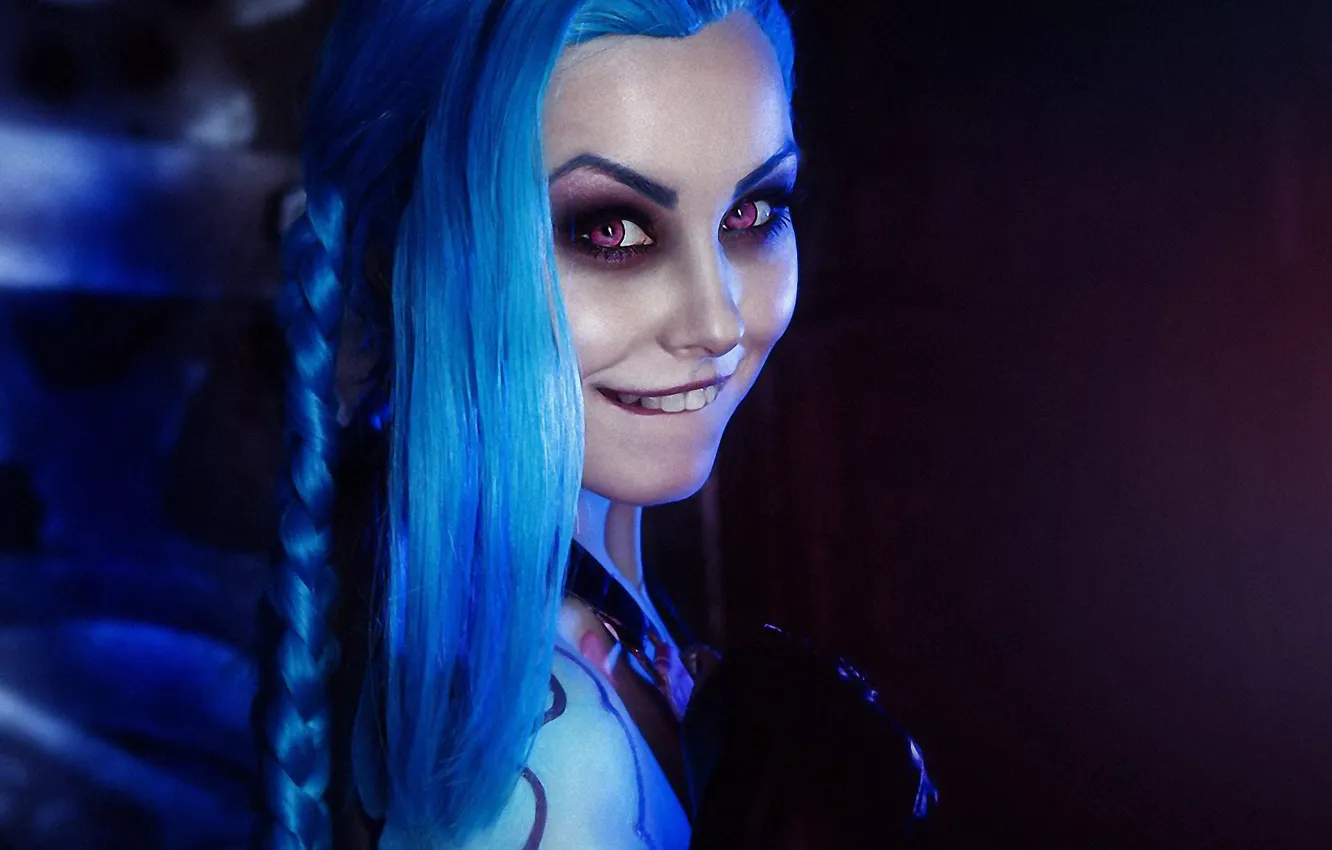 Photo wallpaper purple, look, girl, smile, treatment, teeth, makeup, eyebrows