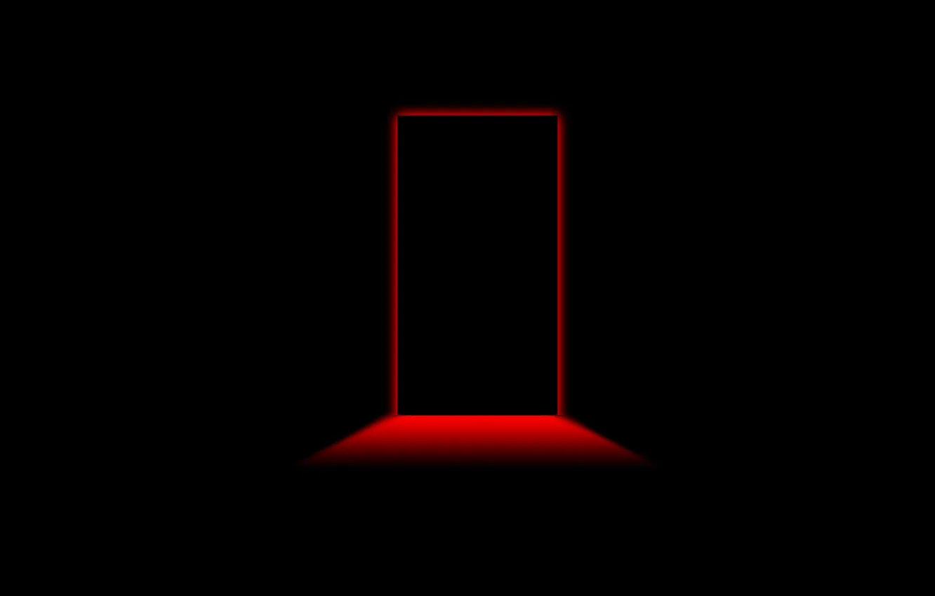Photo wallpaper Minimalism, Red, Black Style, Black Background, Minimalism, The Door To The Red Room